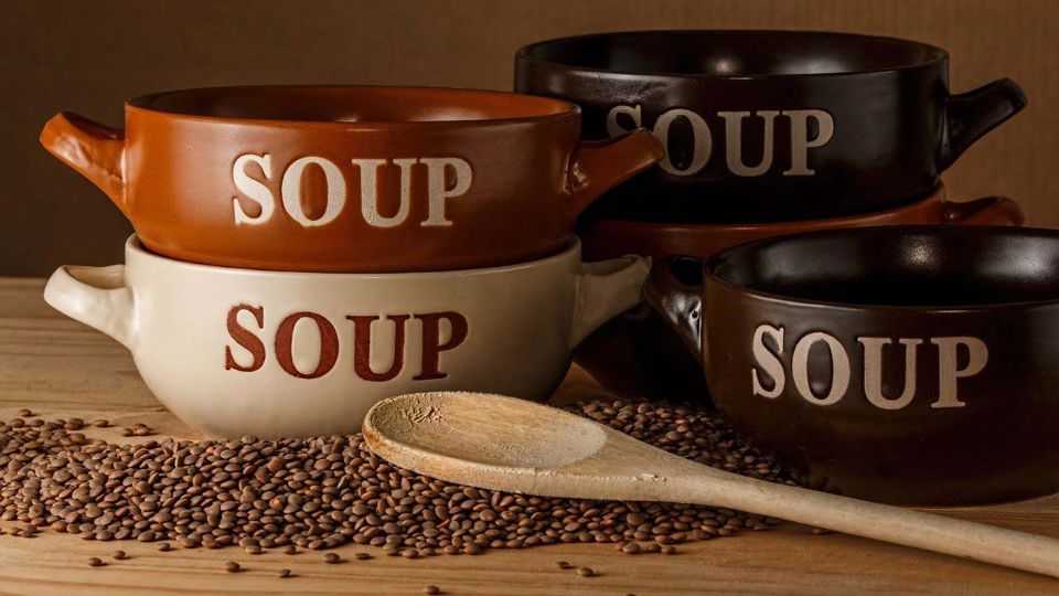 Empty bowls of soup