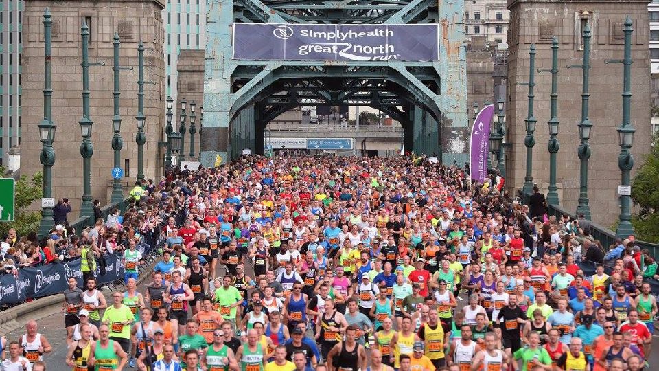 Runners in their thousands at the Great North Run