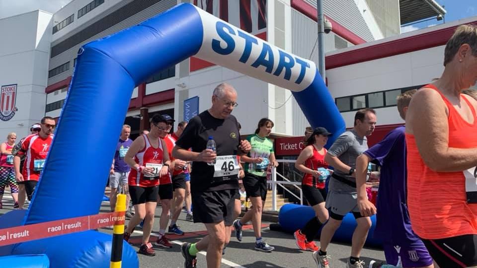 Hot and happy runners at the finish in the Stoke on Trent Festival of Running