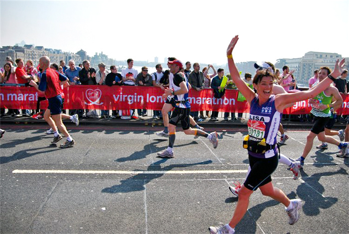 Lisa running London Marathon