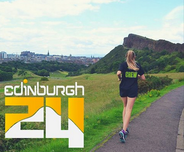 girl running in Holyrood Park