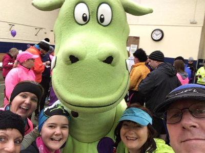 Puff The Asthma Dragon Poses With Runners At The Asthma UK 10K Fundrun