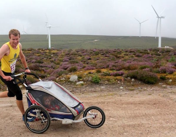 runner with buggie on the Windfarm route