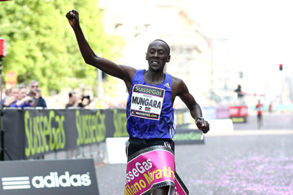 Kenneth Mungara winning Milan Marathon