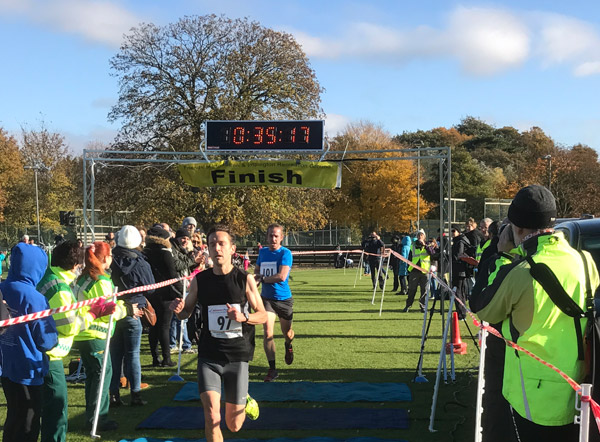 action from the finish at the Bonfire Burn 10K